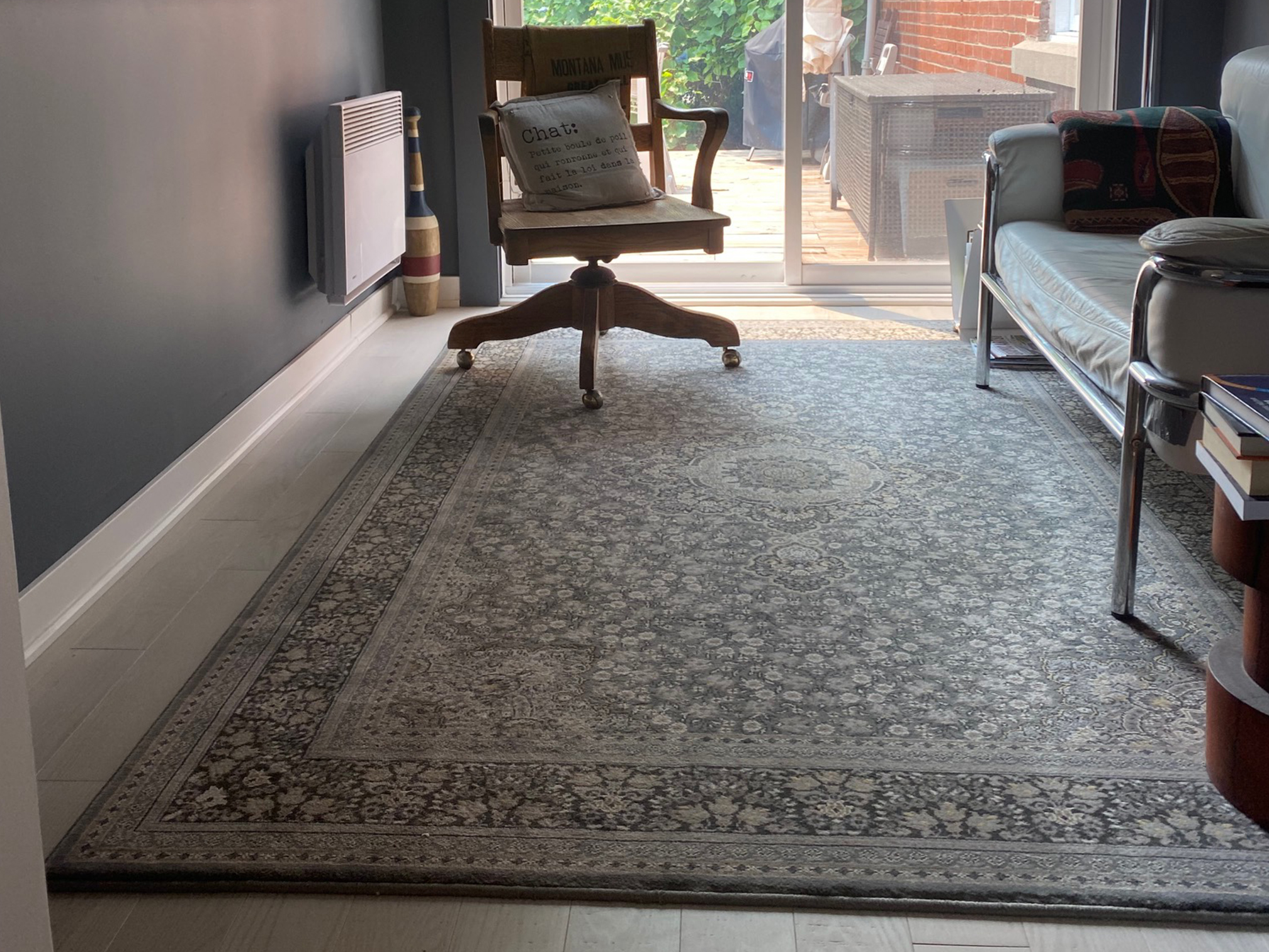 A picture of a customer's carpet inside their home.
